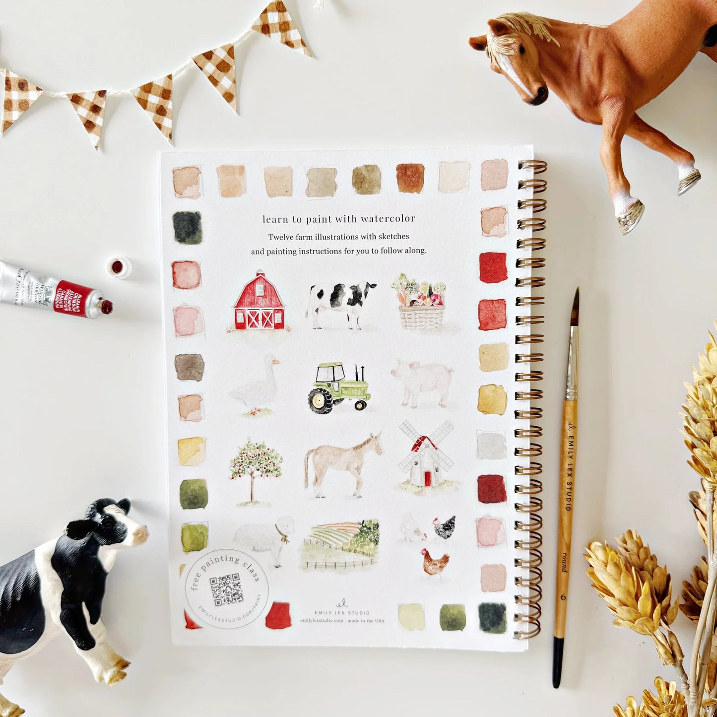 farm watercolor workbook