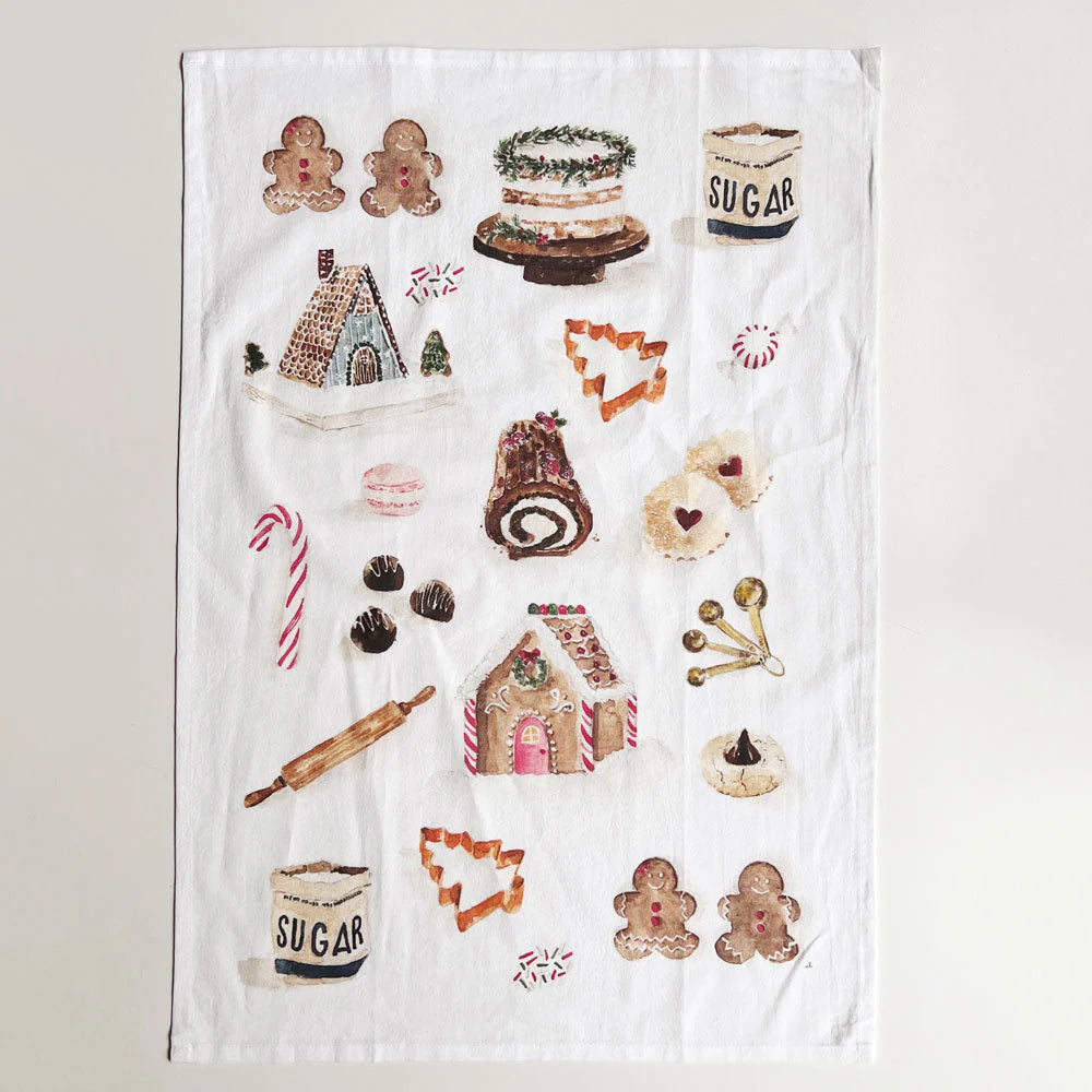christmas sweets tea towel