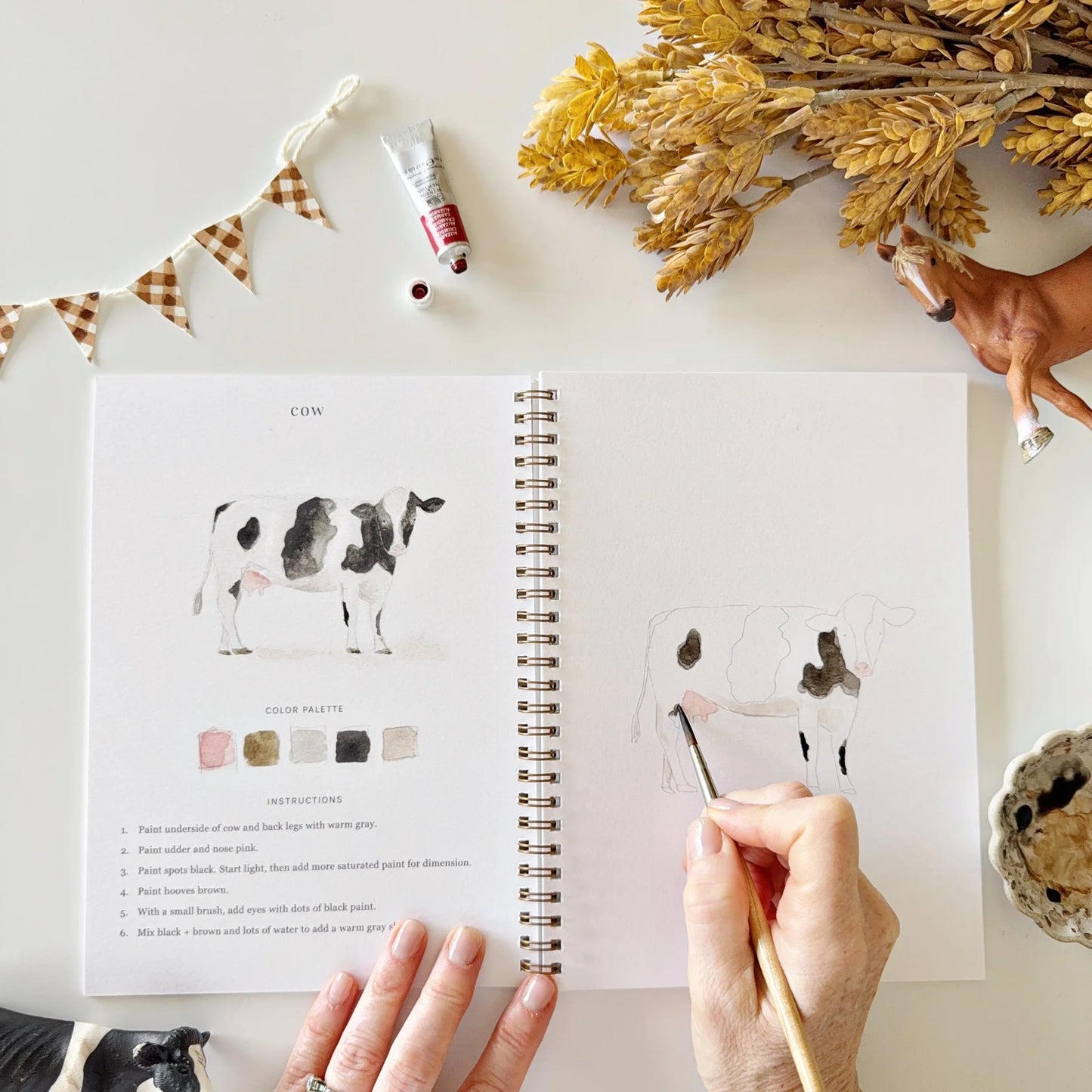 farm watercolor workbook