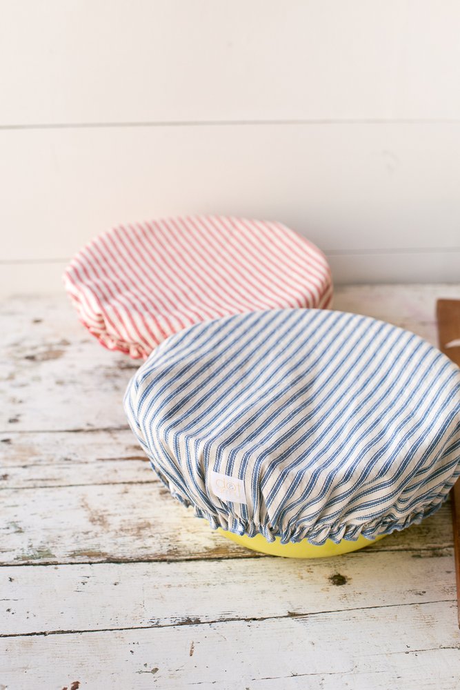 Bread Makers Set in Ticking Stripes, Bread Bag & Bowl Cover
