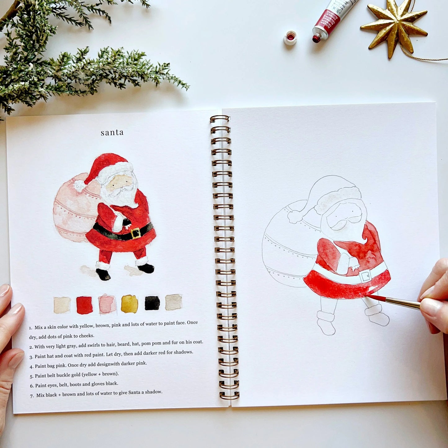christmas watercolor workbook