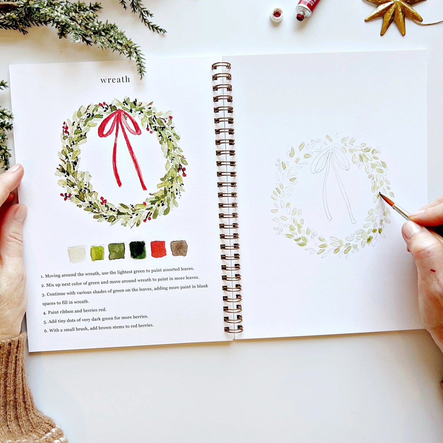 christmas watercolor workbook