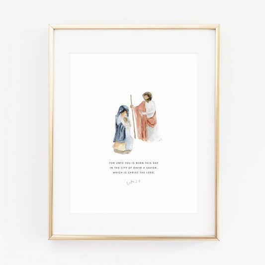 luke 2:11 mary & joseph scripture print
