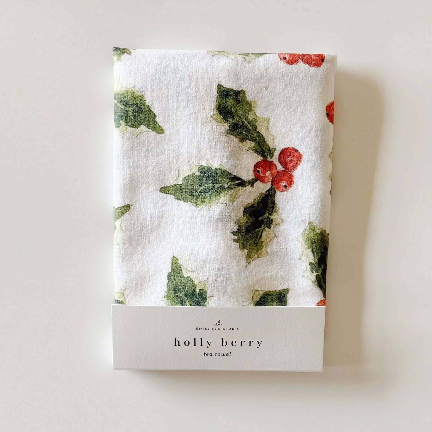 holly berry tea towel